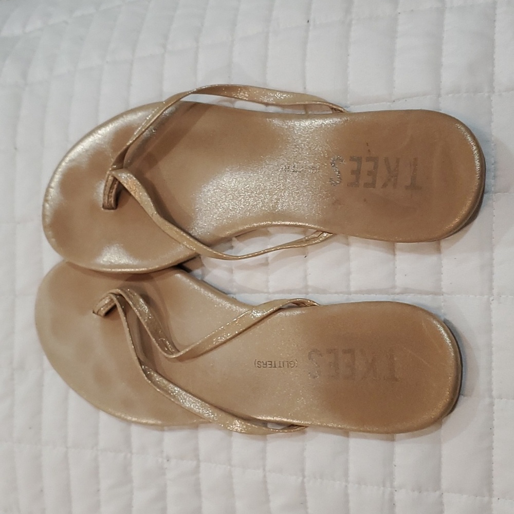 Tkees lilly glitter gold  sandals slippers size 10 - Picture 3 of 7